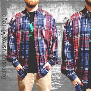 VINTAGE 1980’s Ralph Lauren Chaps Soft Cotton Plaid Flannel Shirt, XL